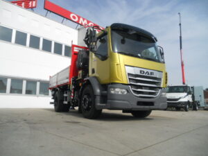 DAF LF 310P CON GRU FASSI F185A.2.24 L153 E CASSONE RIB.LE TRILATERALE