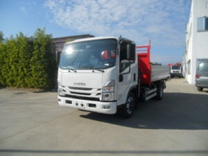 ISUZU P75 CON GRU PALFINGER PK4200C E CASSONE RIB.LE TRILAT.