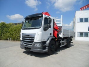 DAF XB 310 FA CON GRU FASSI F185AC.2.26 CON CASSONE RIB.LE TRILAT.